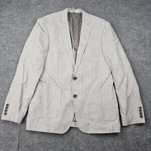 Murano Baird McNutt Blazer Mens Medium Gray Linen Sport Coat Lightweight Preppy